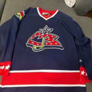 Columbus Blue Jackets Vintage Pro Player Navy and Red Jersey